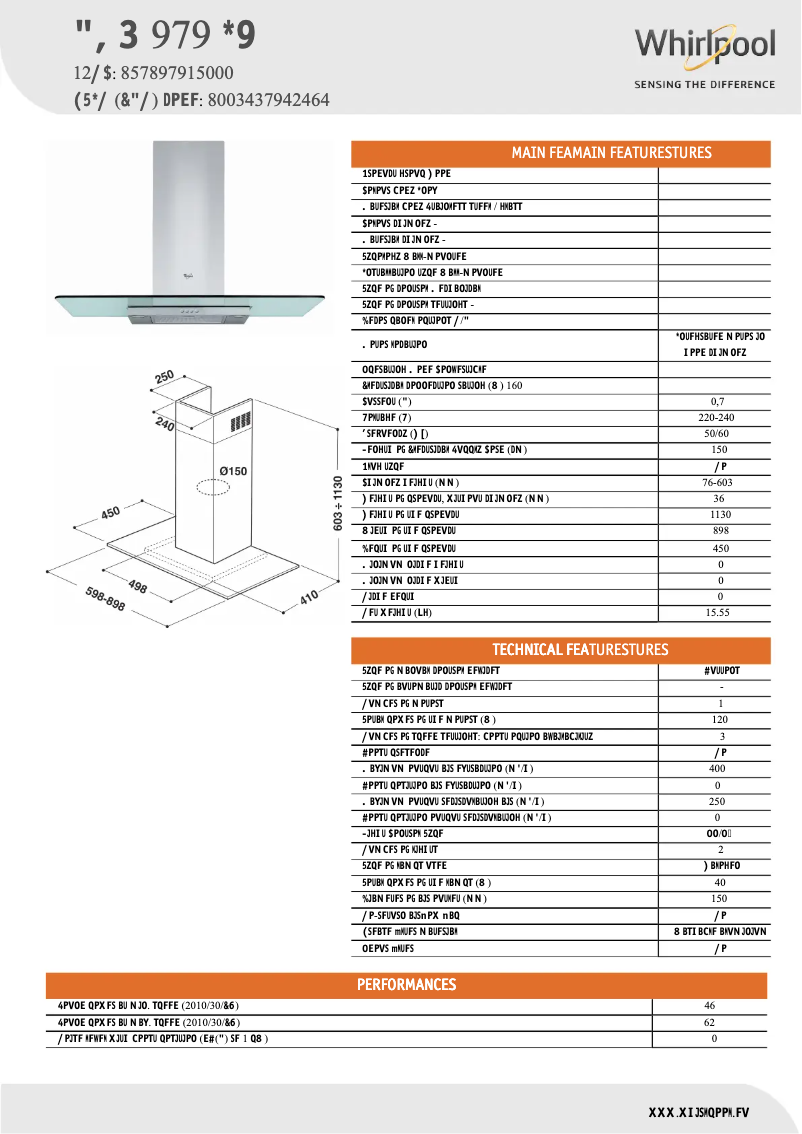 Página 1 del manual Ficha técnica Whirlpool AKR 979 IX