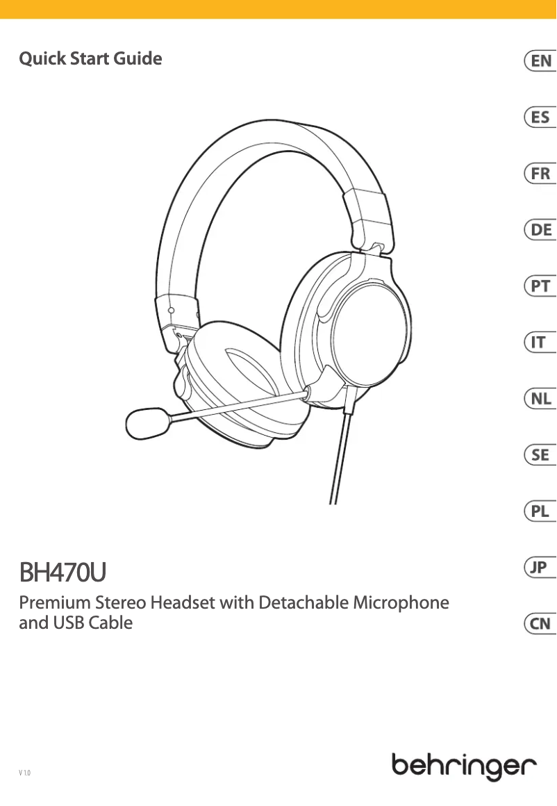 Page 1 de la notice Guide de démarrage rapide Behringer BH470U