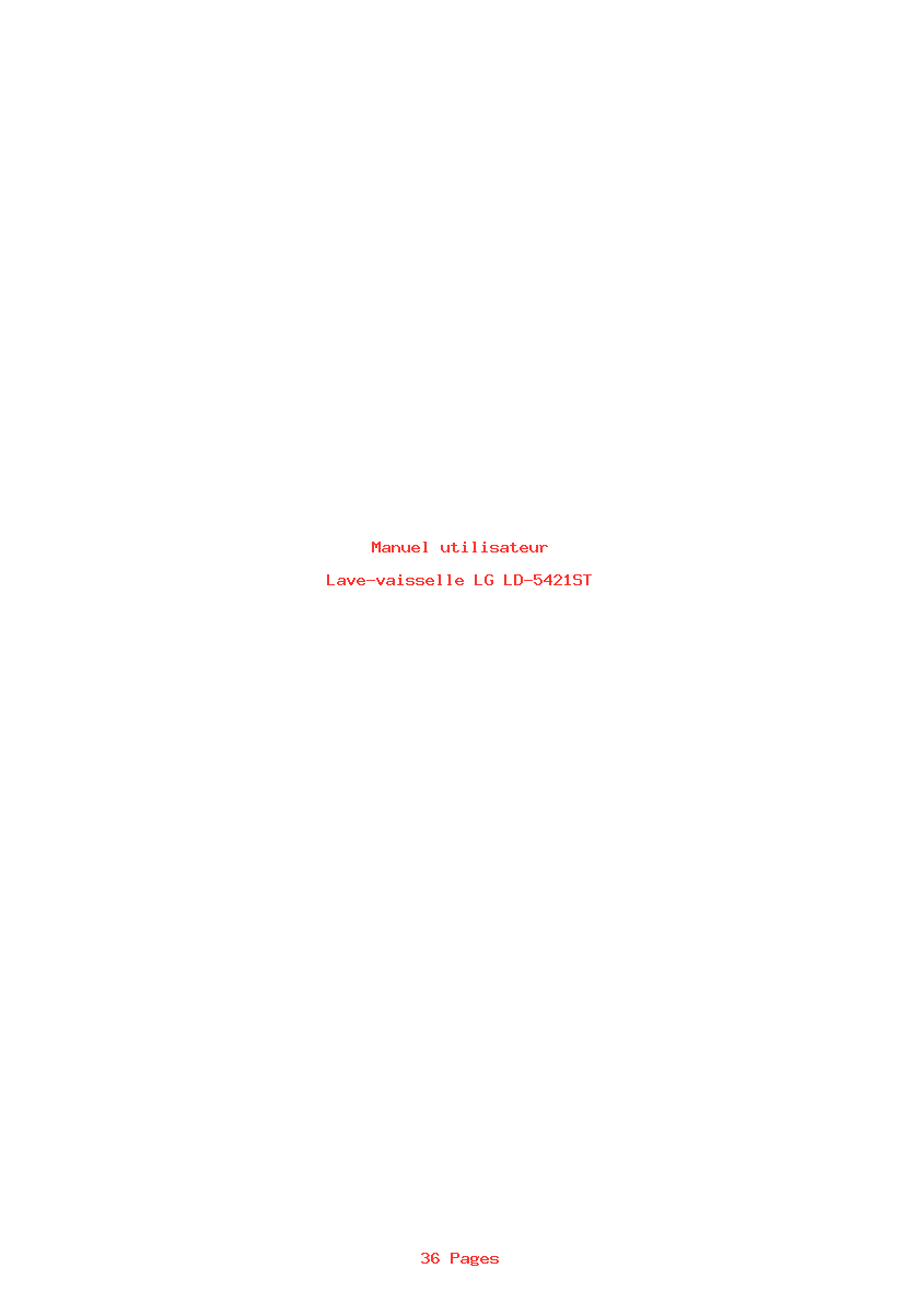 Page 1 de la notice Manuel utilisateur LG LD-5421ST