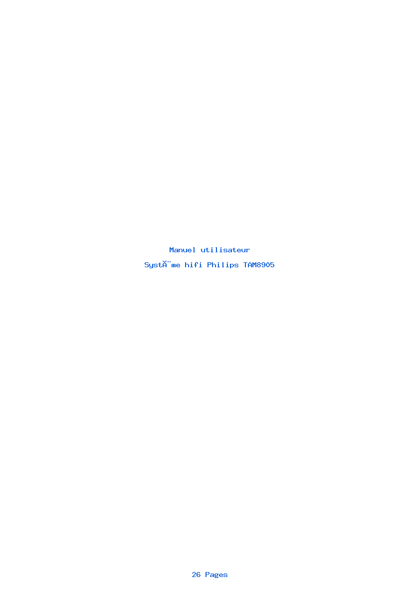 Page 1 de la notice Manuel utilisateur Philips TAM8905