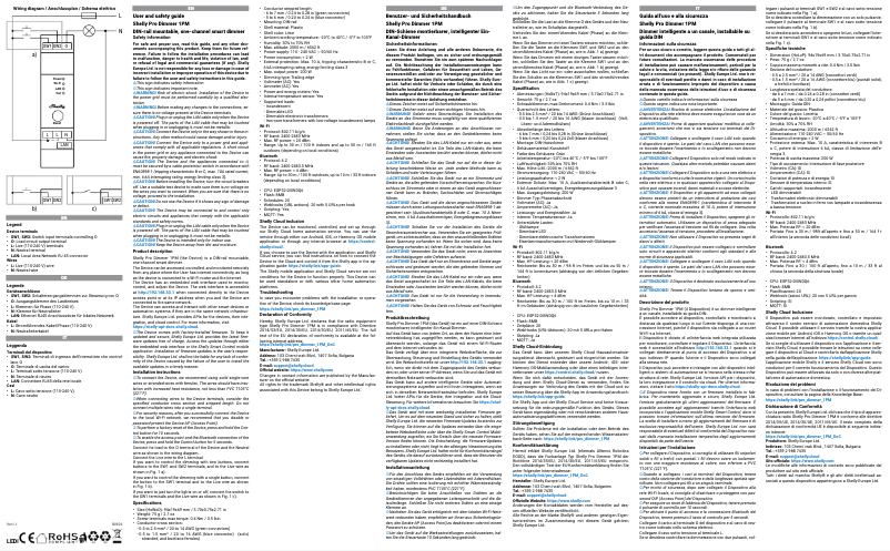 Page 1 de la notice Manuel utilisateur Shelly Pro Dimmer 1PM