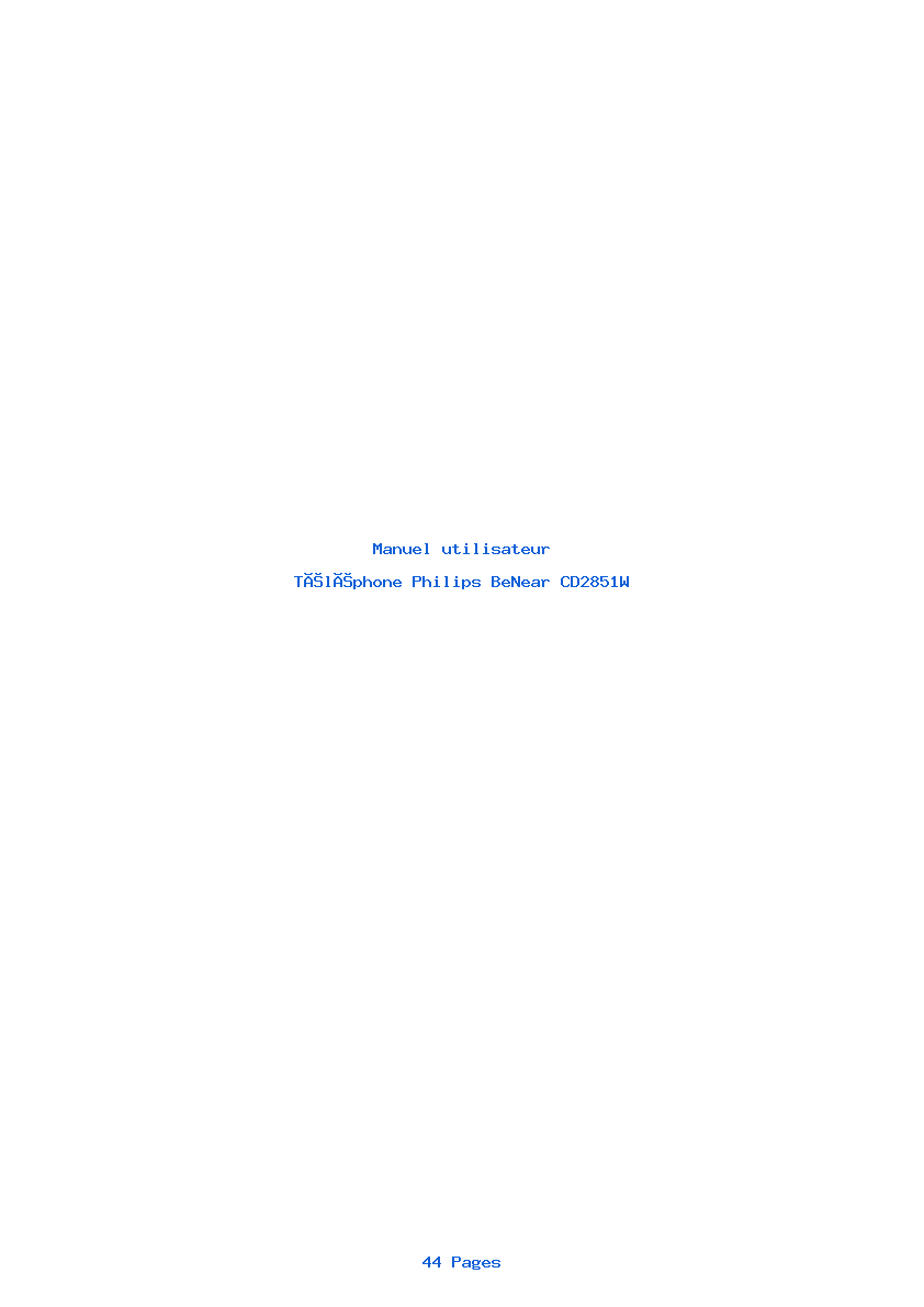 Page 1 de la notice Manuel utilisateur Philips BeNear CD2851W