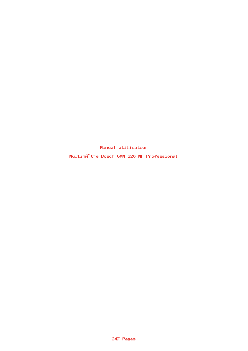 Page 1 de la notice Manuel utilisateur Bosch GAM 220 MF Professional