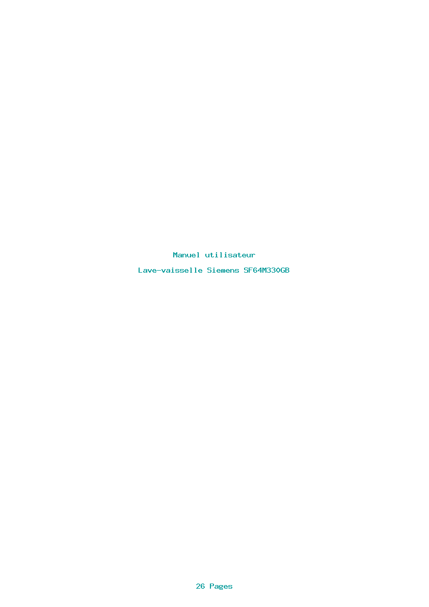 Page 1 de la notice Manuel utilisateur Siemens SF64M330GB
