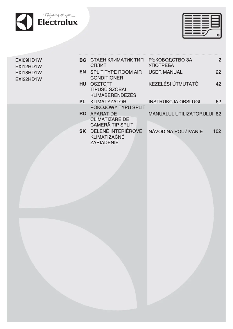 Página 1 del manual Manual de usuario Electrolux EXI09HD1WE