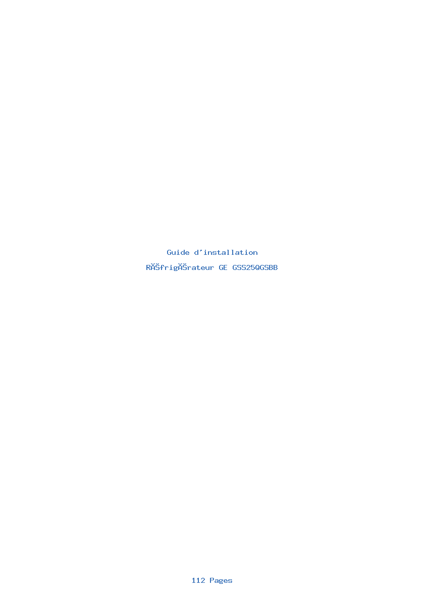 Page 1 de la notice Guide d'installation GE GSS25QGSBB