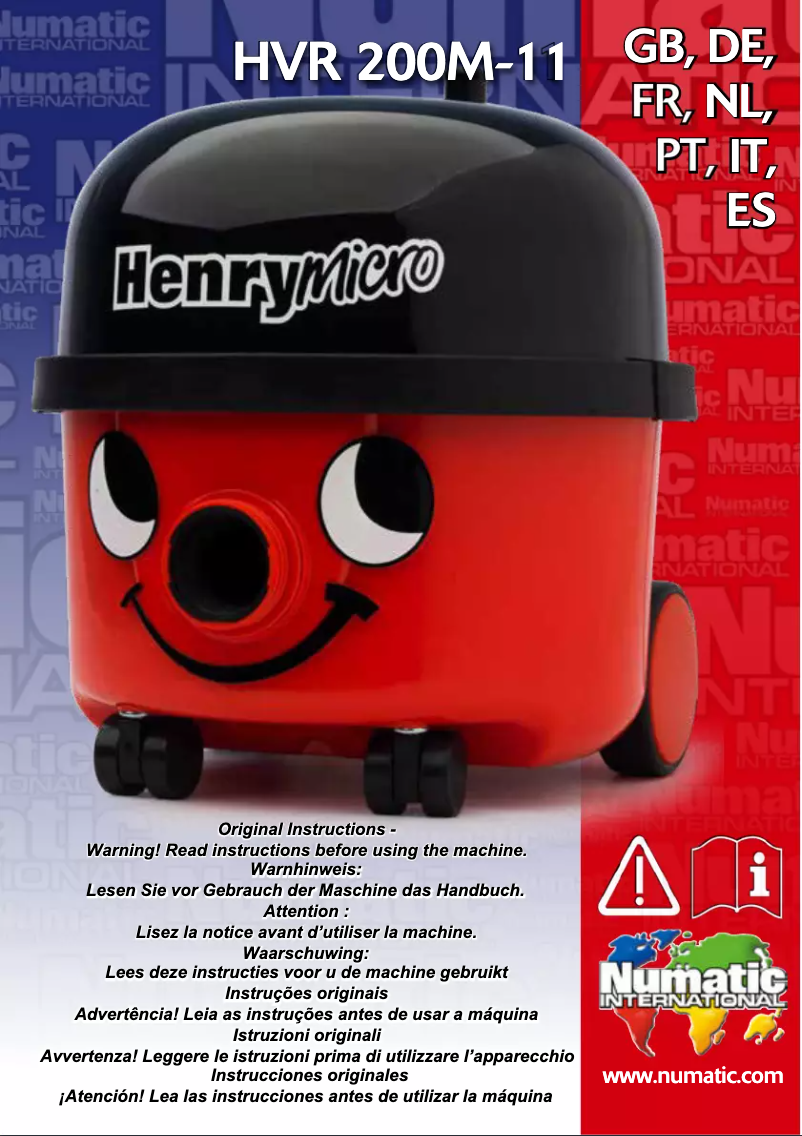 Page 1 de la notice Manuel utilisateur Numatic Henry Micro HVR200MT