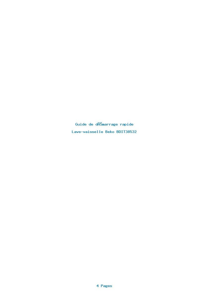 Page 1 de la notice Guide de démarrage rapide Beko BDIT38532
