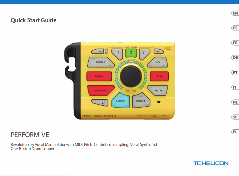 Page 1 de la notice Guide de démarrage rapide TC Helicon Perform-VE