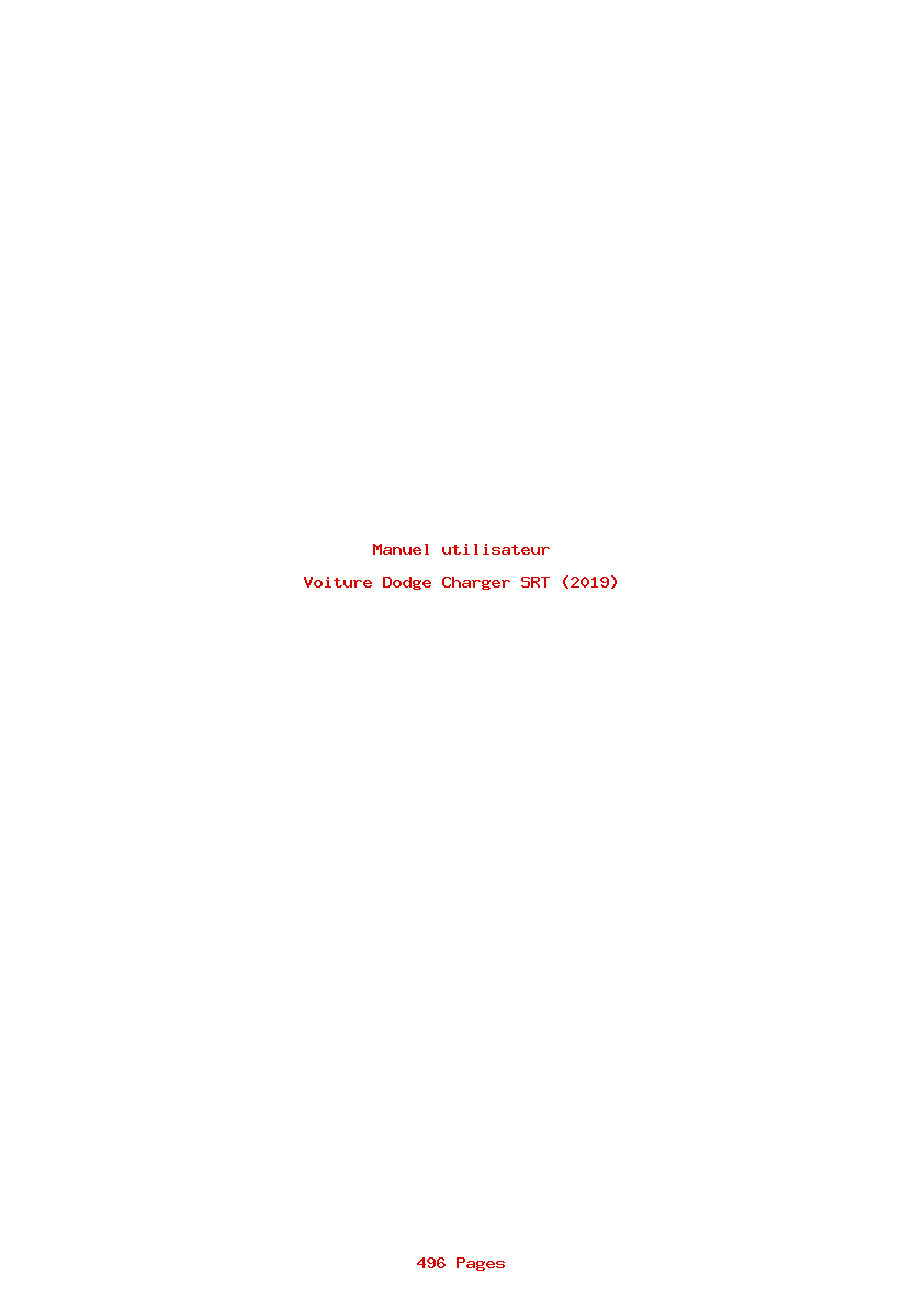 Image de la première page du manuel de l'appareil Charger SRT (2019)