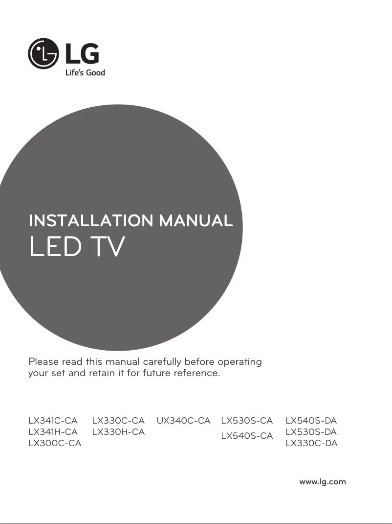 Page 1 de la notice Guide d'installation LG 55UX340C