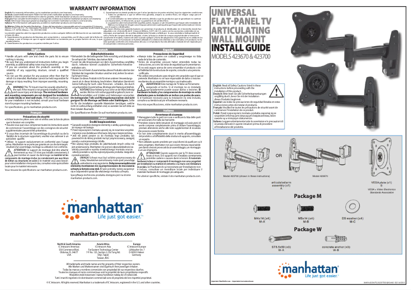 Page 1 de la notice Manuel utilisateur Manhattan 423700