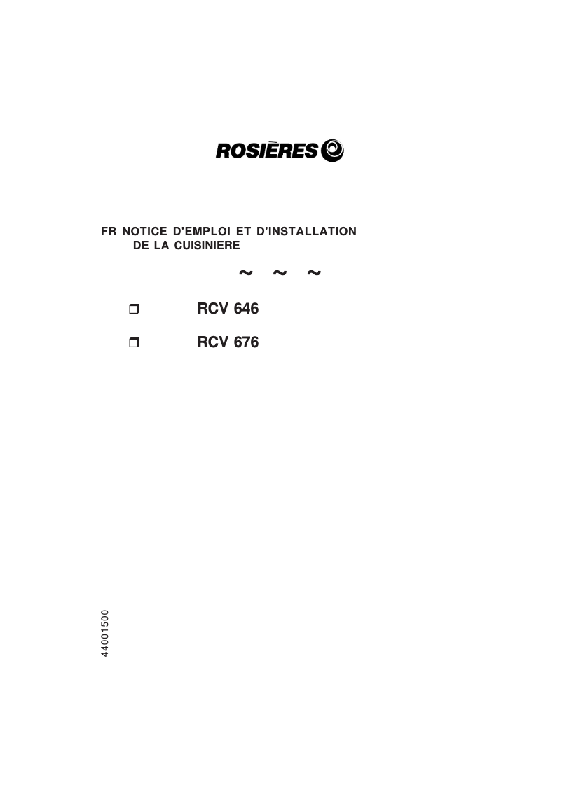 Page 1 de la notice Manuel utilisateur Rosieres RCV 676 RB