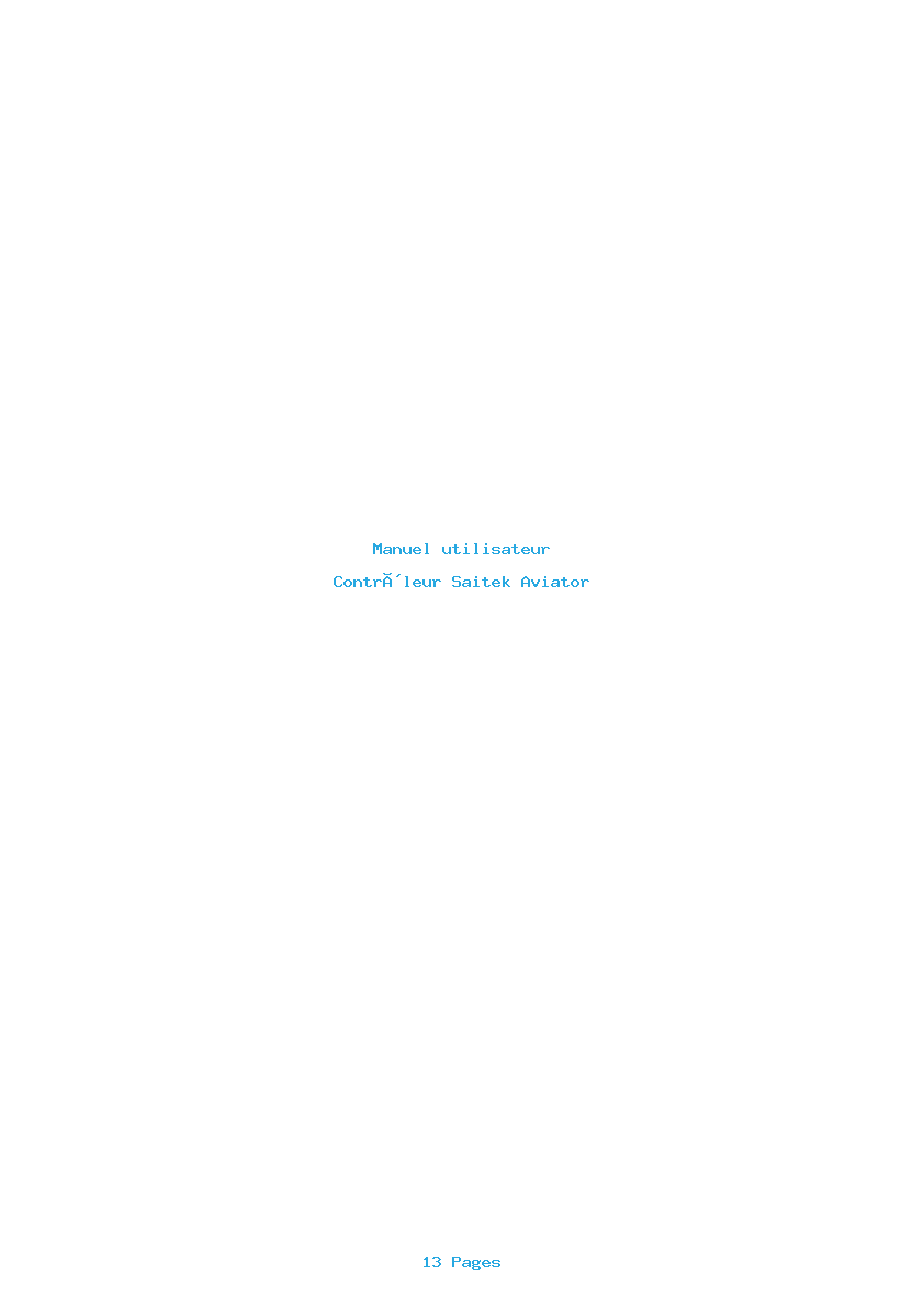 Page 1 de la notice Manuel utilisateur Saitek Aviator
