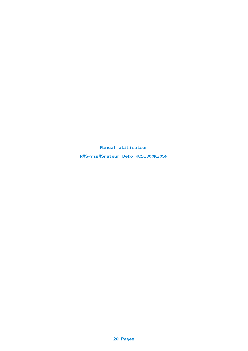 Page 1 de la notice Manuel utilisateur Beko RCSE300K30SN