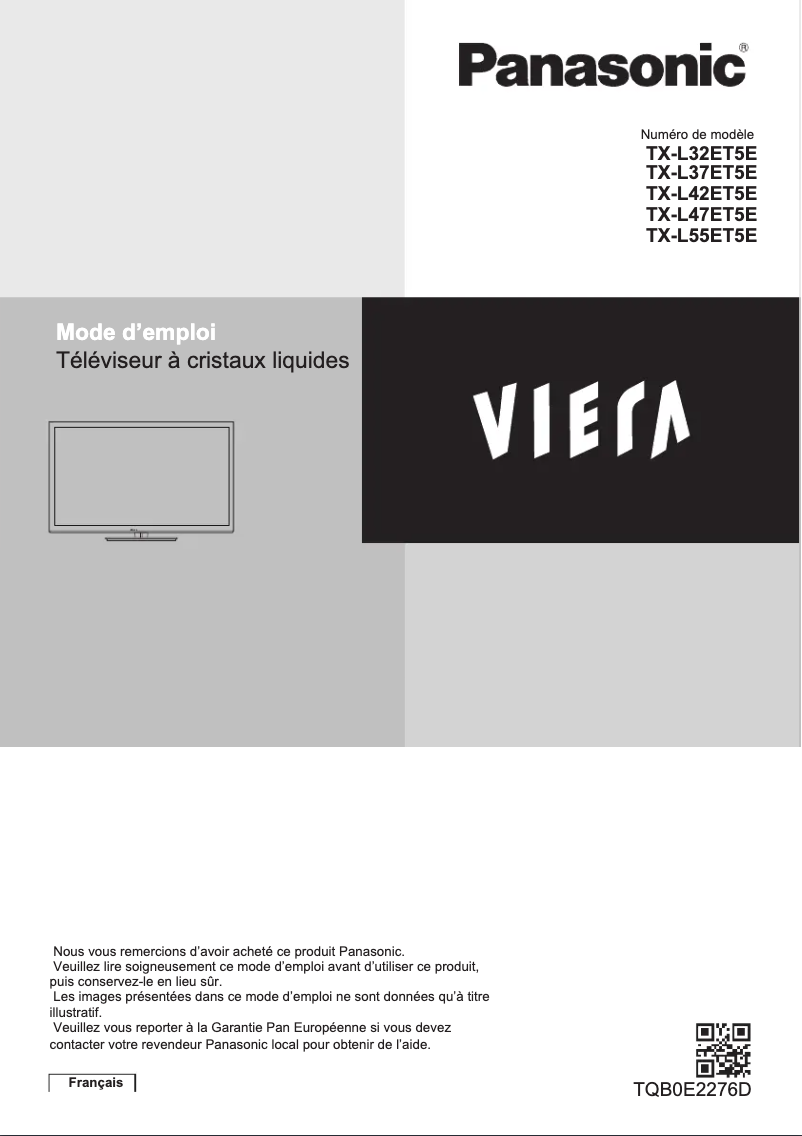 Page 1 de la notice Manuel utilisateur Panasonic TX-L37ET5E