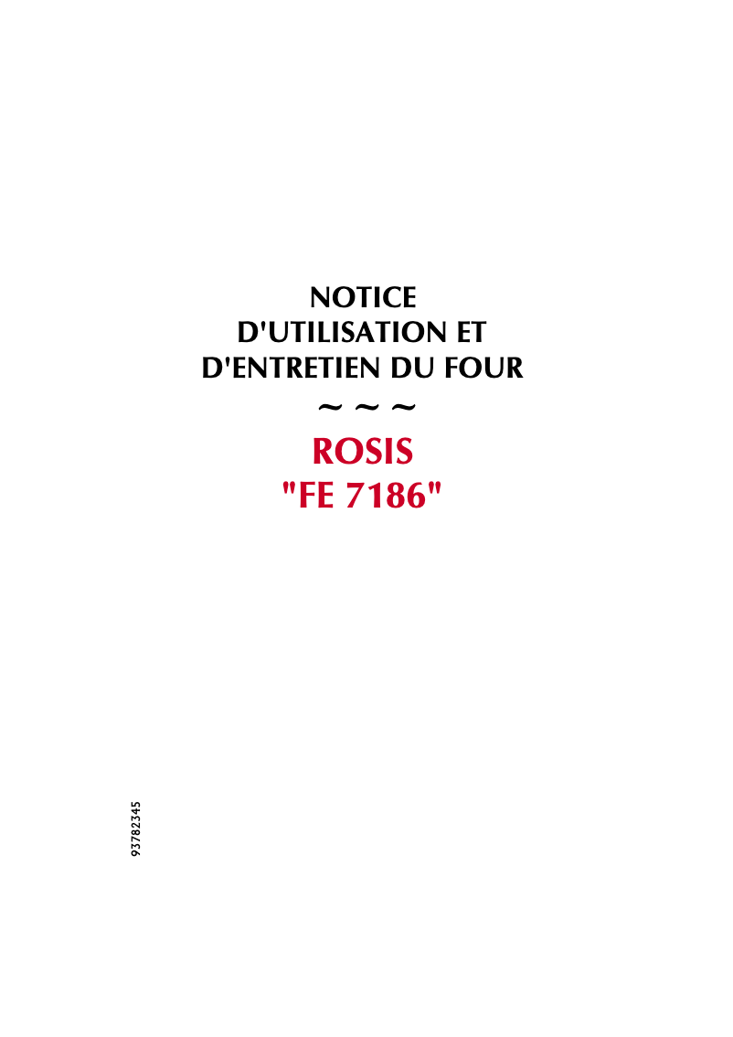 Page 1 de la notice Manuel utilisateur Rosieres FE 7186 IN