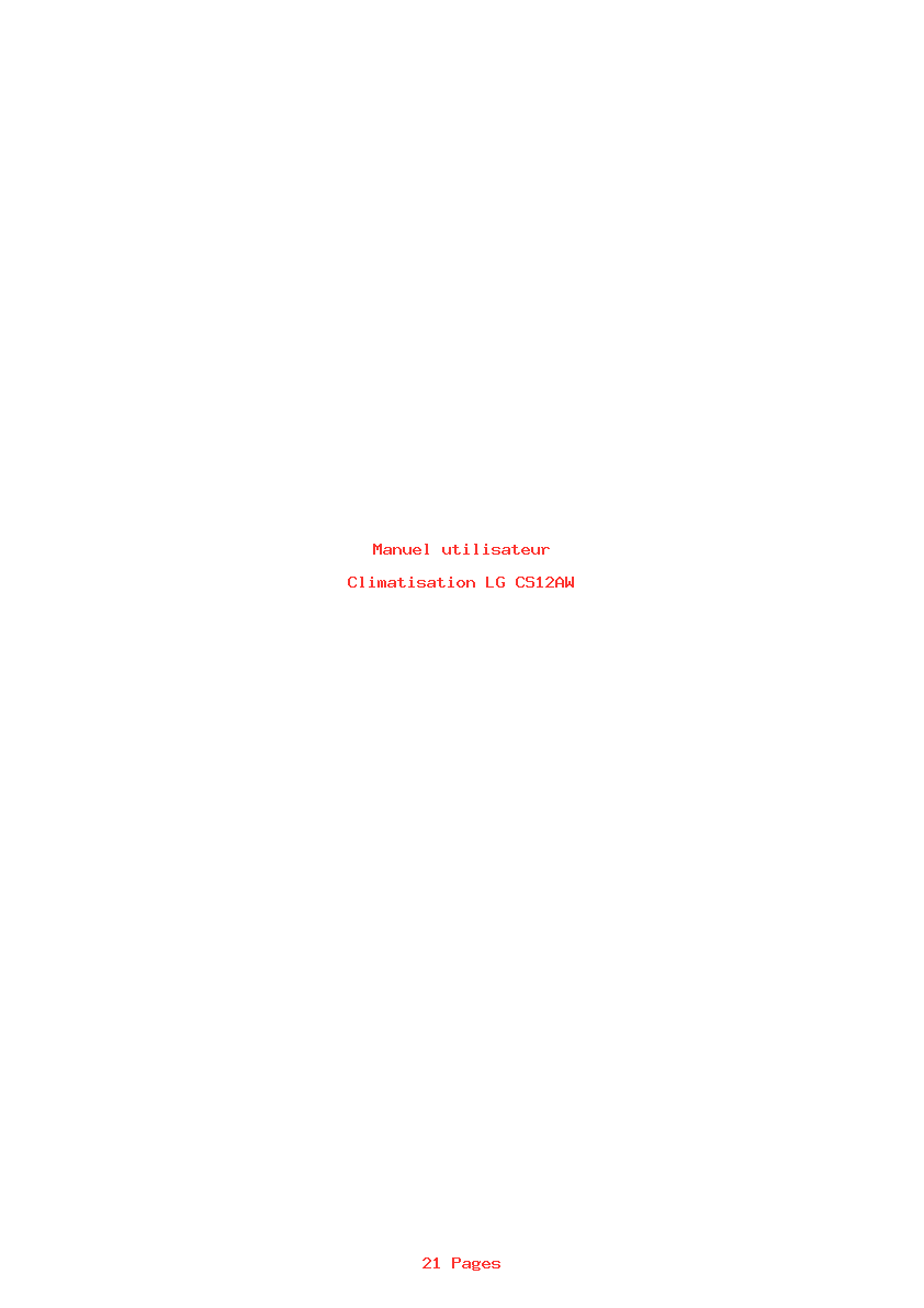 Page 1 de la notice Manuel utilisateur LG CS12AW