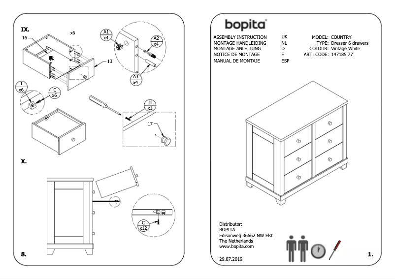 Page 1 de la notice Manuel utilisateur Bopita Country