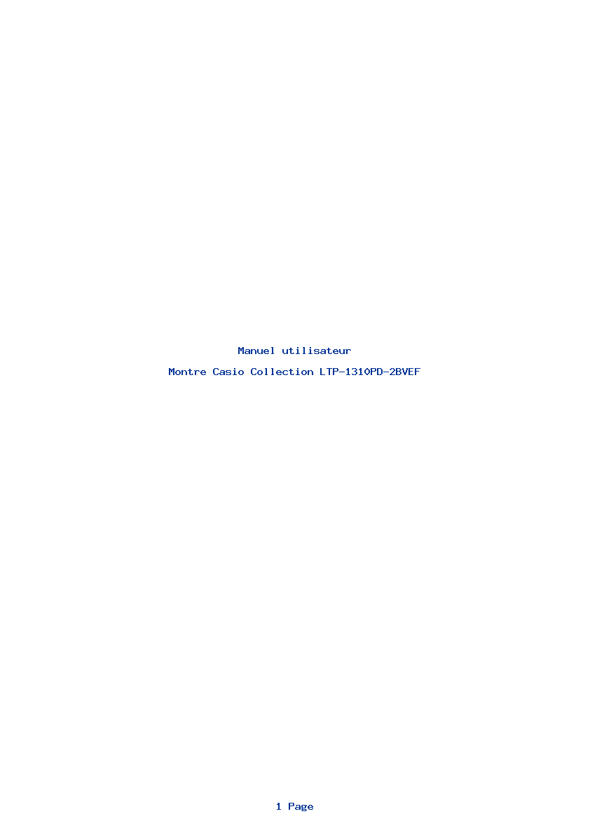 Page 1 de la notice Manuel utilisateur Casio Collection LTP-1310PD-2BVEF