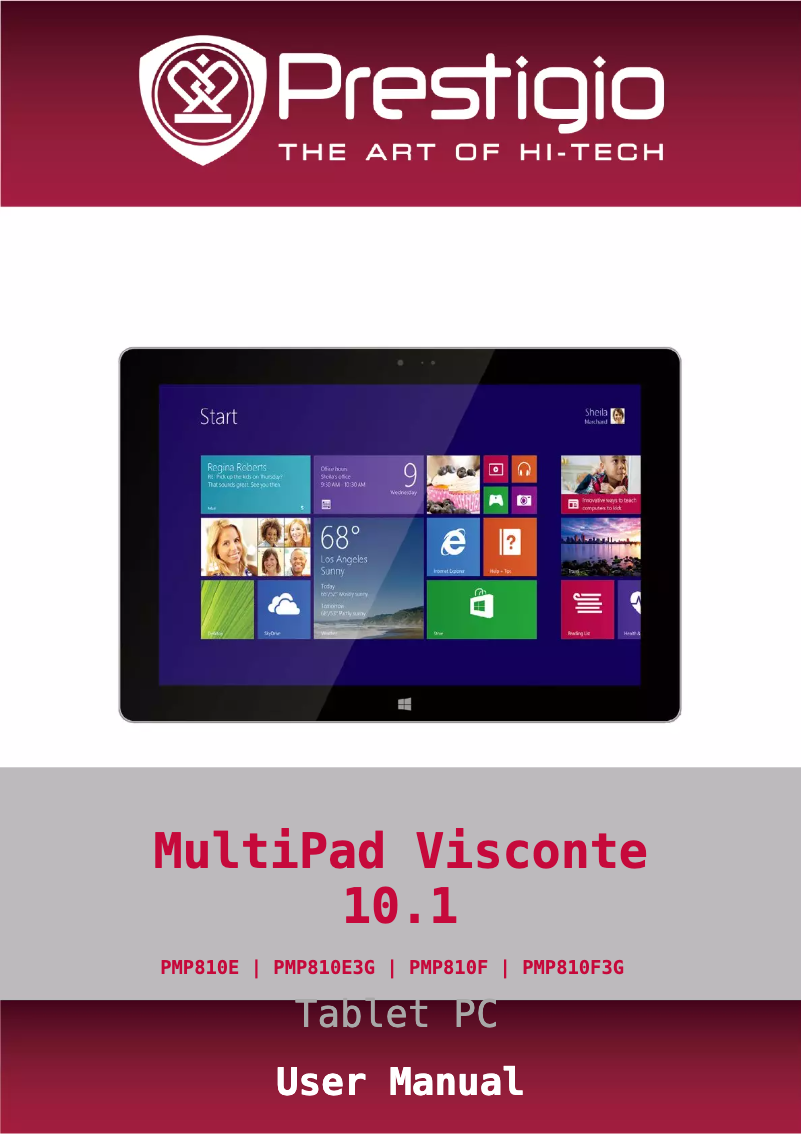 Page 1 de la notice Manuel utilisateur Prestigio MultiPad Visconte 10.1 PMP810E