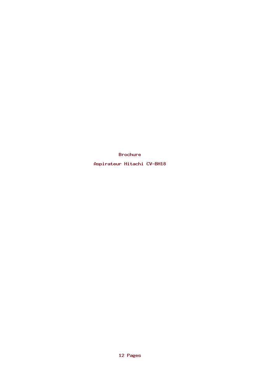 Page 1 de la notice Brochure Hitachi CV-BH18