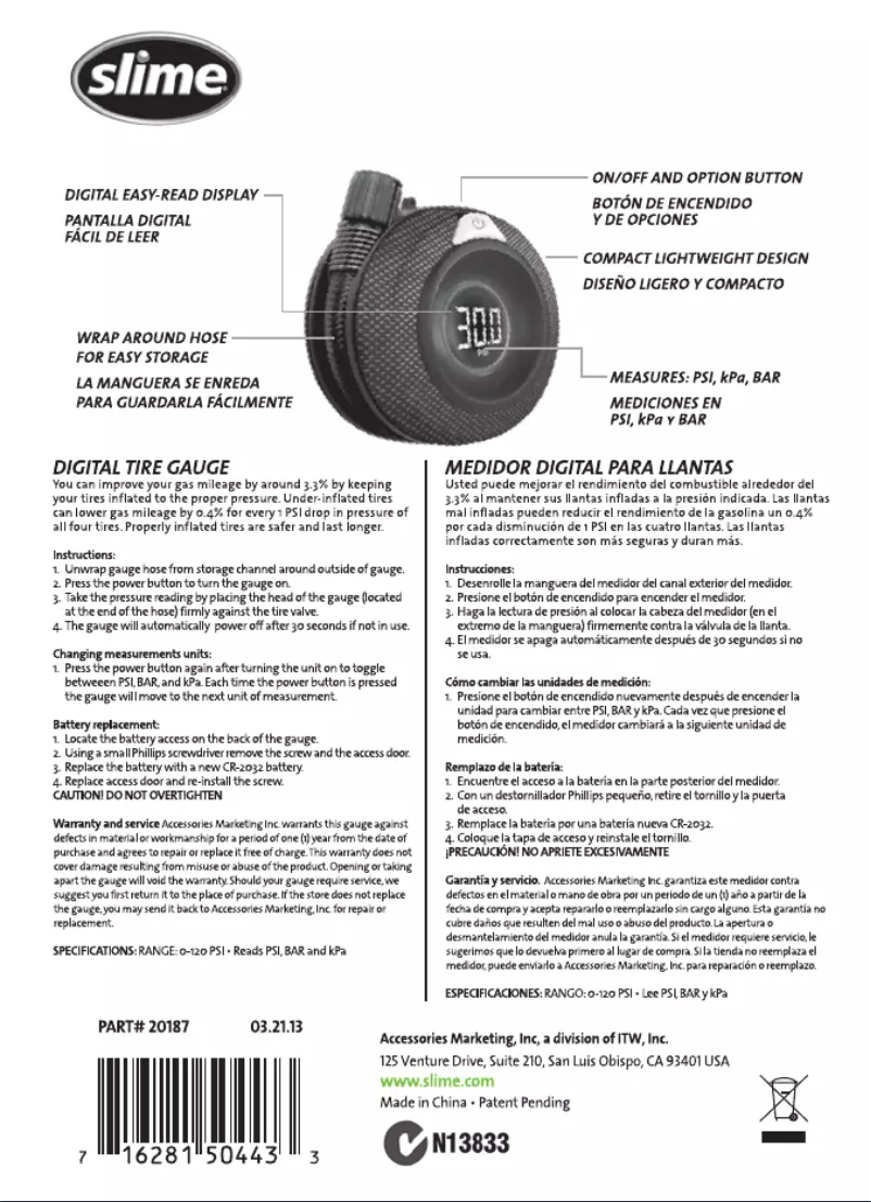 Page 1 de la notice Manuel utilisateur Slime 20187