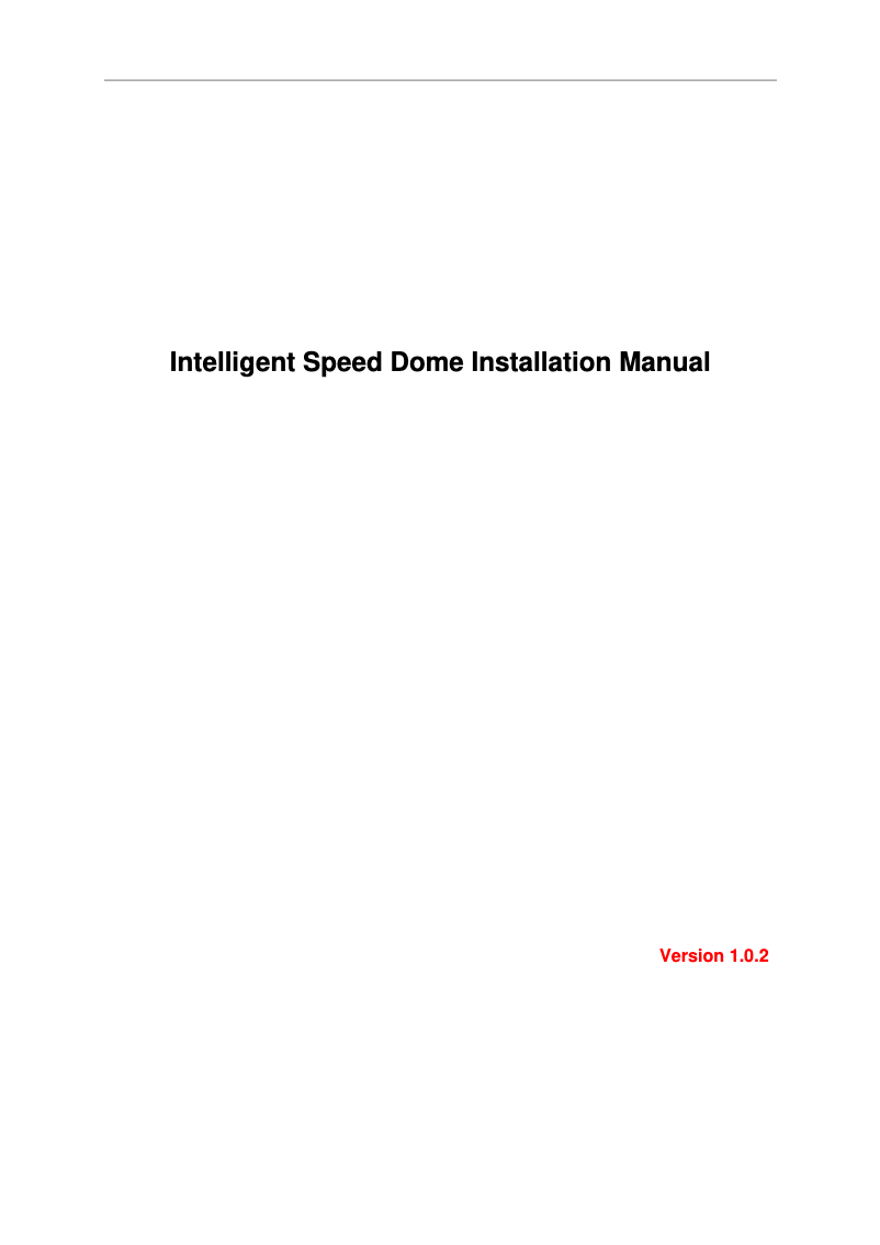 Page 1 de la notice Manuel utilisateur Dahua Technology SD65F233XA-HNR