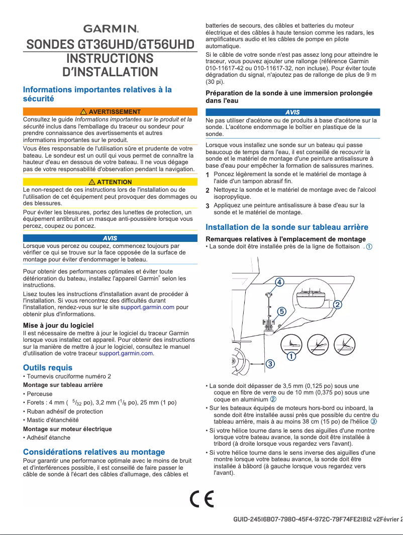 Page 1 de la notice Guide d'installation Garmin GT36UHD-TM