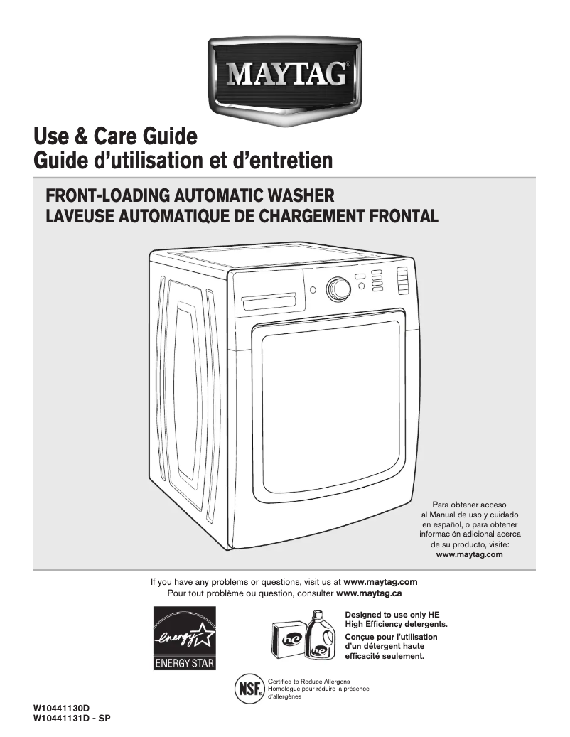 Page 1 of the manual User Manual Maytag MHW4200BW Maxima