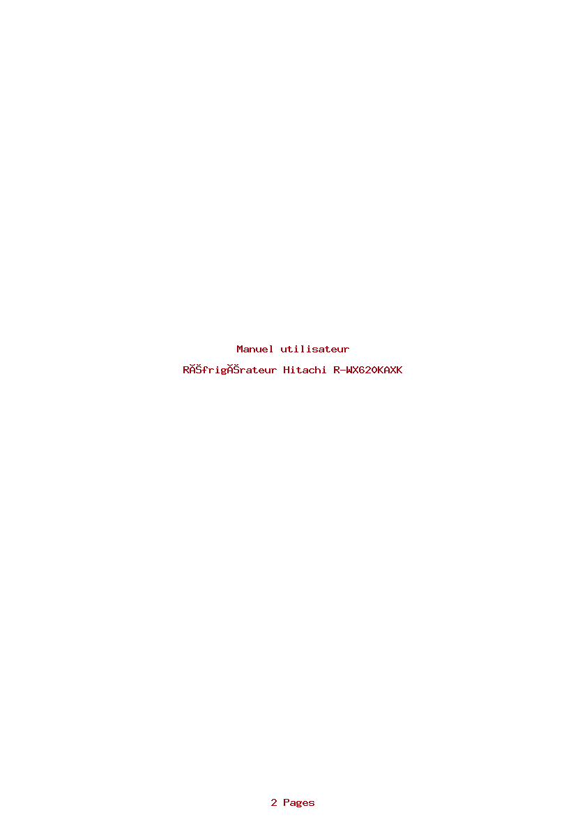 Page 1 de la notice Manuel utilisateur Hitachi R-WX620KAXK