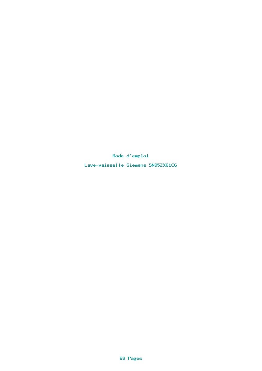 Page 1 de la notice Mode d'emploi Siemens SN95ZX61CG