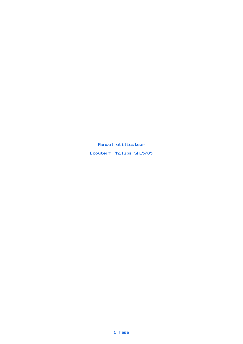 Page 1 de la notice Manuel utilisateur Philips SHL5705