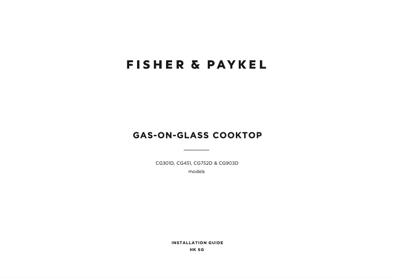 Page 1 de la notice Guide d'installation Fisher & Paykel CG451DTGGB1