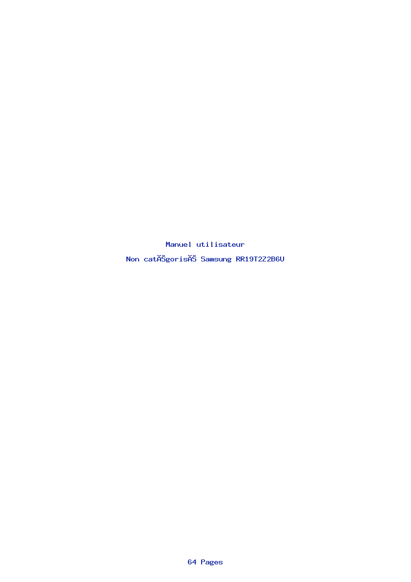 Page 1 de la notice Manuel utilisateur Samsung RR19T2Z2B6U