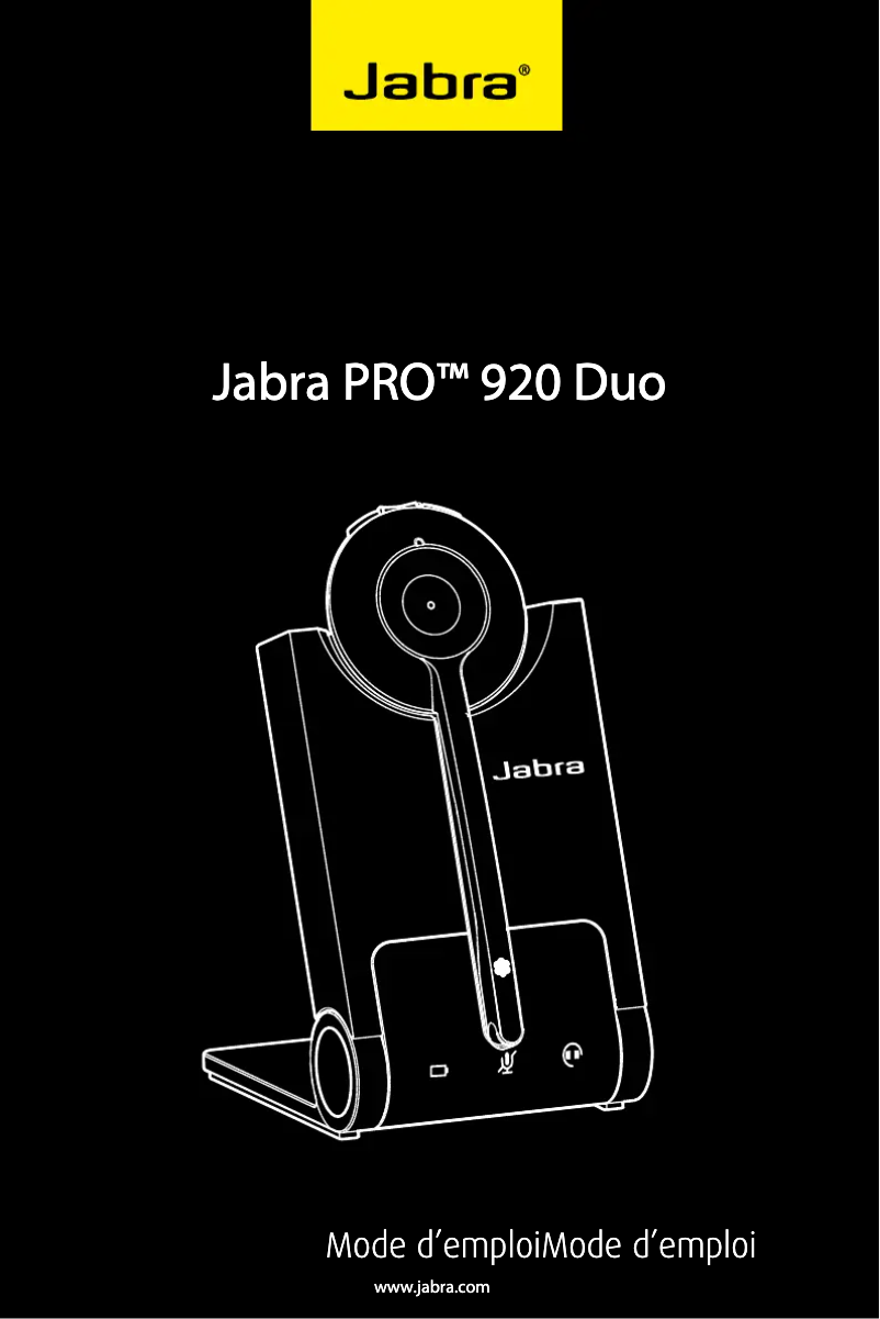 Page 1 de la notice Manuel utilisateur Jabra PRO 920 Duo