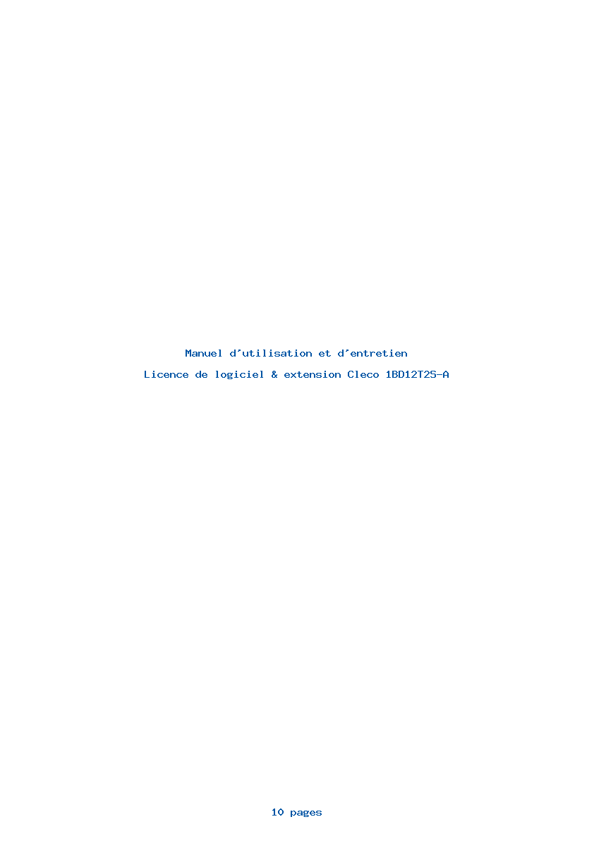 Page 1 de la notice Manuel d'utilisation et d'entretien Cleco 1BD12T2S-A