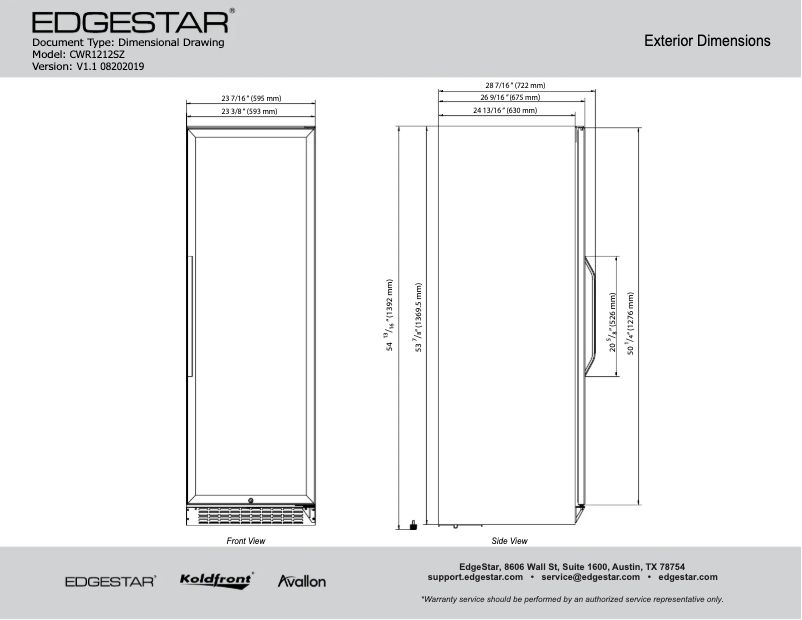 Page 1 de la notice Fiche technique EdgeStar CWR1212SZ