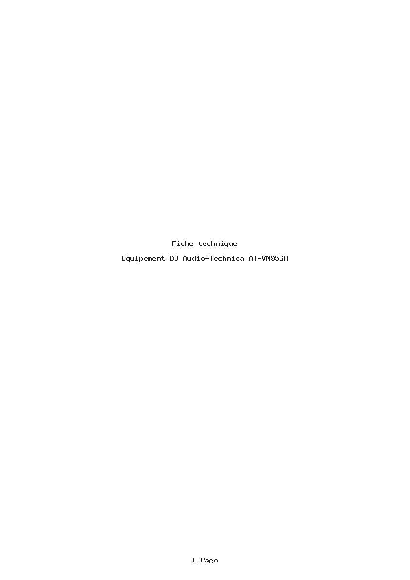 Page 1 de la notice Fiche technique Audio-Technica AT-VM95SH