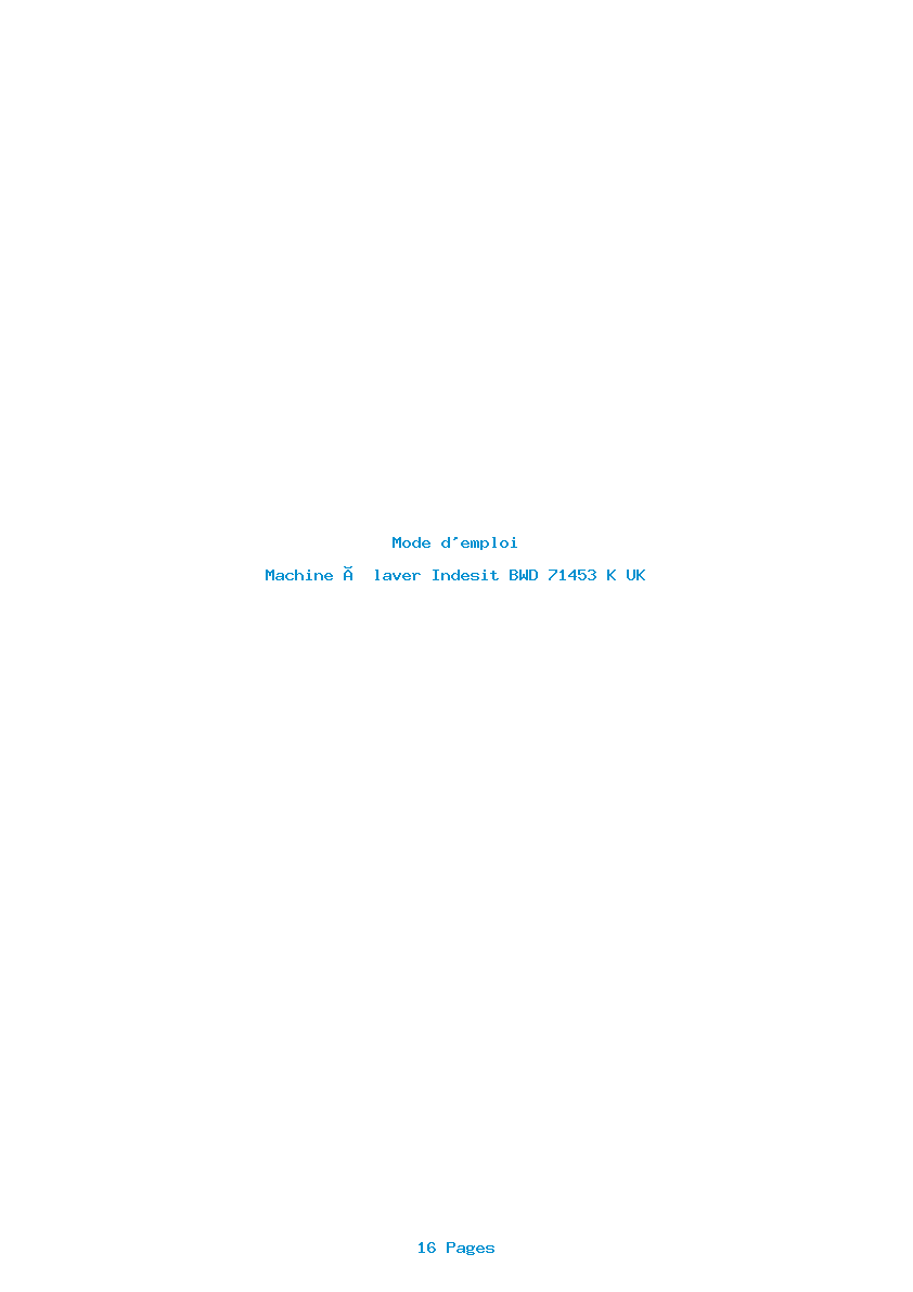 Page 1 de la notice Mode d'emploi Indesit BWD 71453 K UK