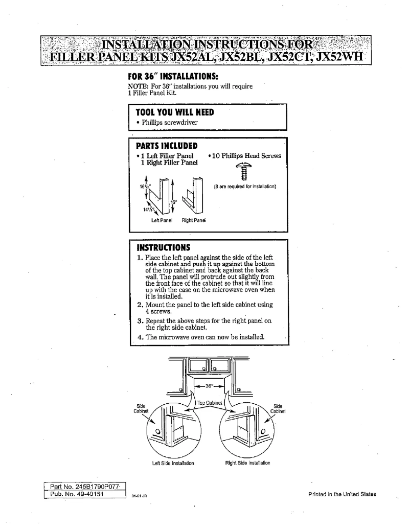 Page 1 of the manual User Manual GE JX52CT