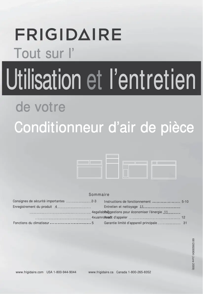Page 1 de la notice Manuel utilisateur Frigidaire FFRE0833U1
