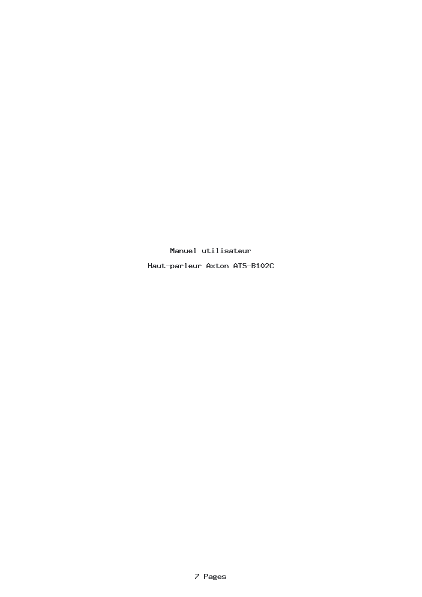 Page 1 de la notice Manuel utilisateur Axton ATS-B102C