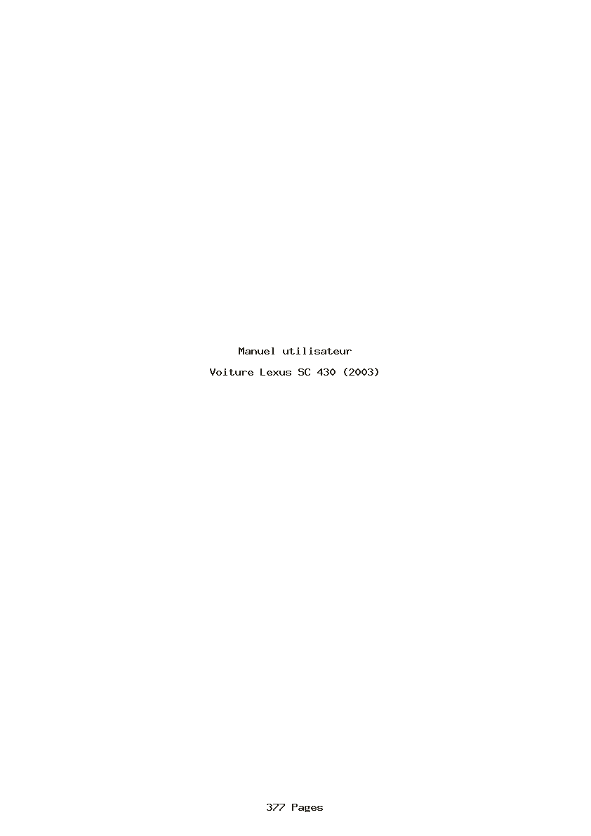 Page 1 de la notice Manuel utilisateur Lexus SC 430 (2003)