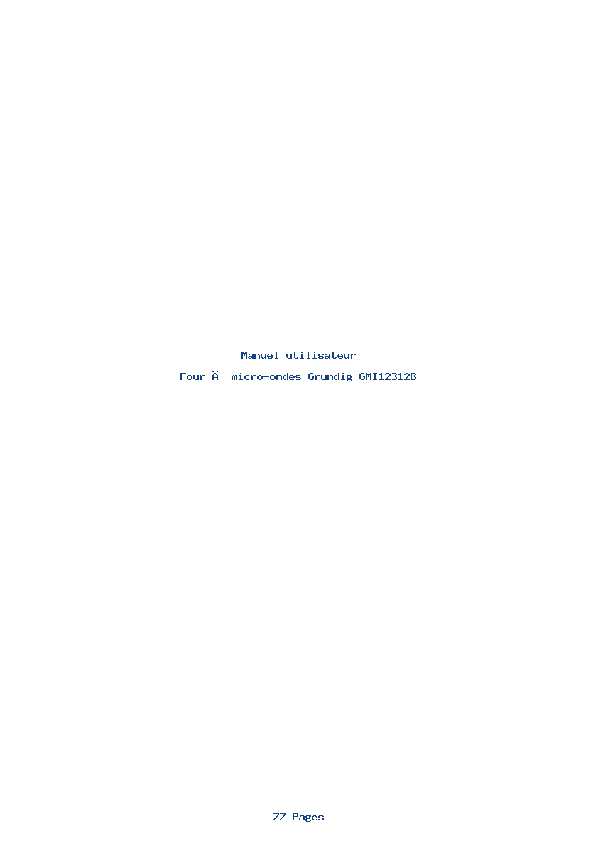 Page 1 de la notice Manuel utilisateur Grundig GMI12312B