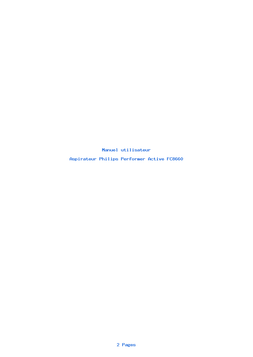 Page 1 de la notice Manuel utilisateur Philips Performer Active FC8660