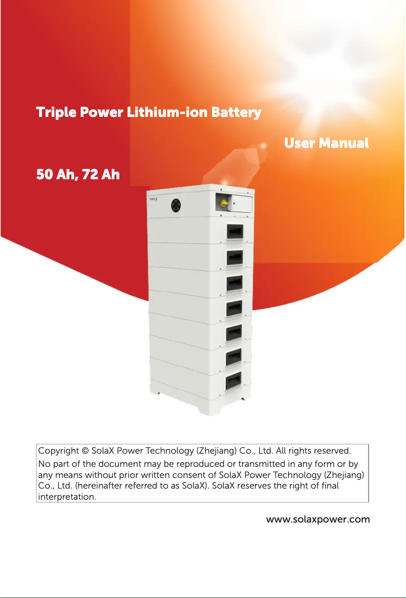 Page 1 of the manual User Manual SolaX Power T-BAT HS14.4