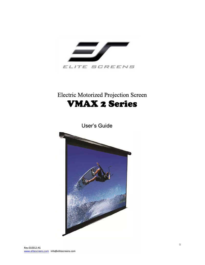 Page 1 de la notice Manuel utilisateur Elite Screens VMAX120UWV2
