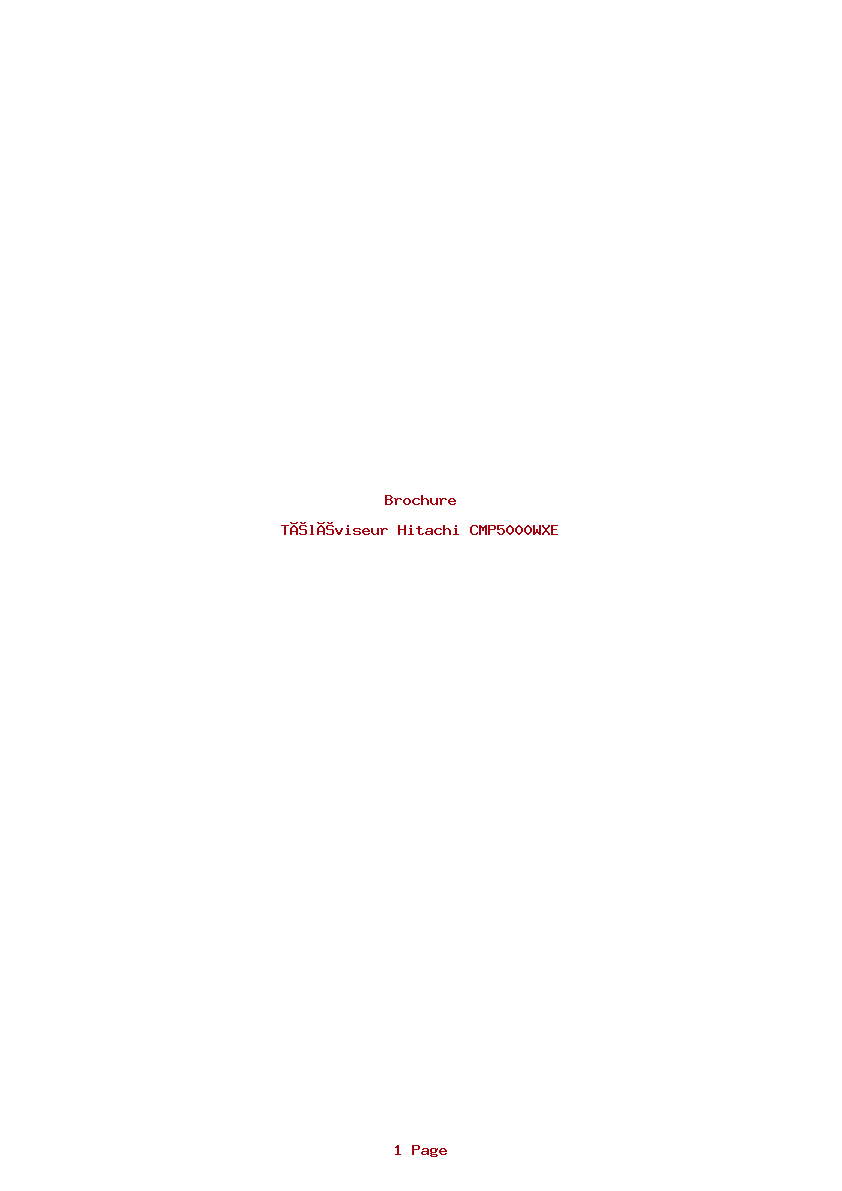 Page 1 de la notice Brochure Hitachi CMP5000WXE