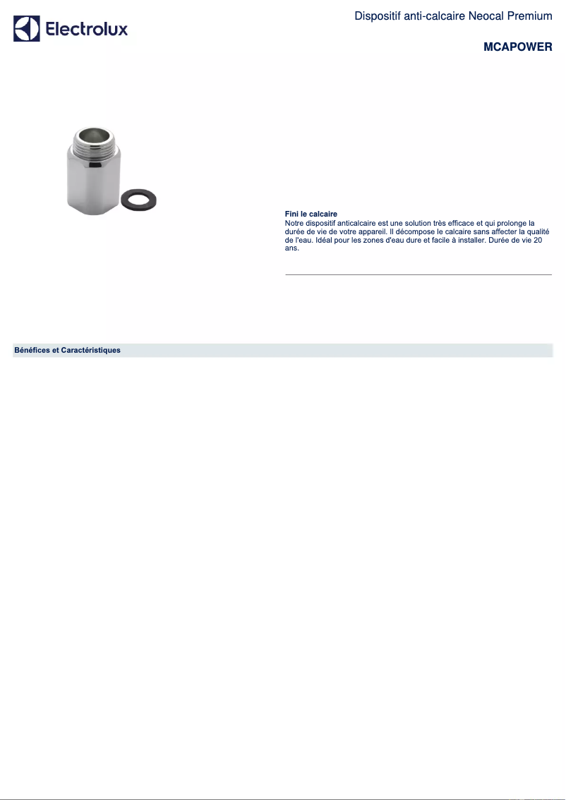 Página 1 del manual Ficha técnica AEG MCAPOWER